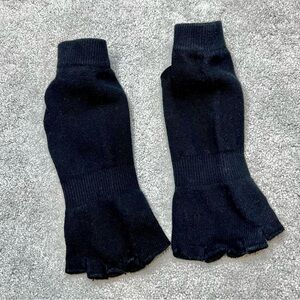 Black Toesox Open Toe Crew Grip Socks for Yoga Pilates Barre Size Large